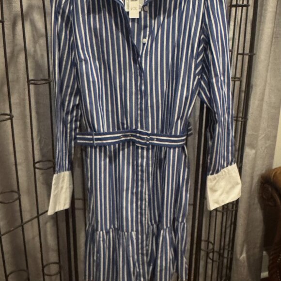 NWT J.Crew Tiered shirt-dress in cotton poplin - Picture 2 of 7
